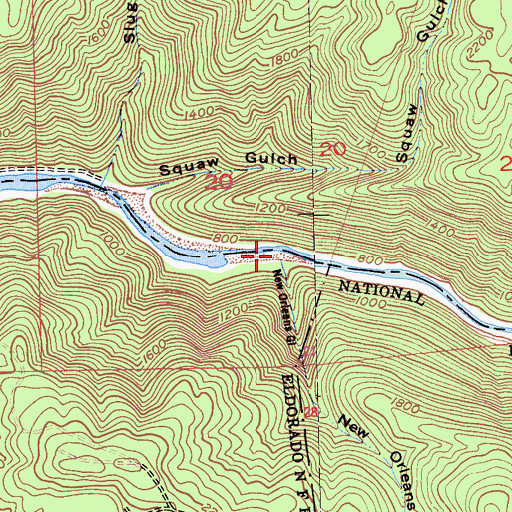 Topographic Map of New Orleans Gulch, CA