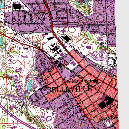 Topographic Map of Belleville Fire Department Station 2, IL