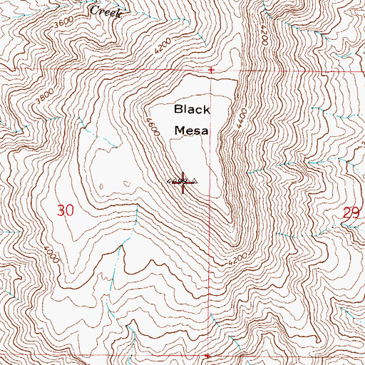 Topographic Map of Black Mesa, AZ