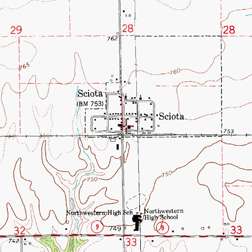 Topographic Map of Good Hope - Sciota Fire Protection District Station 2, IL