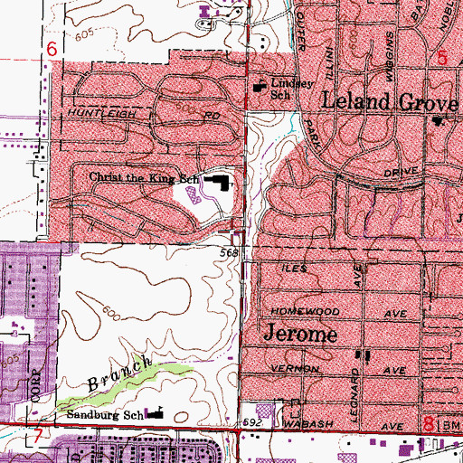 Topographic Map of Springfield Fire Department Station 9, IL