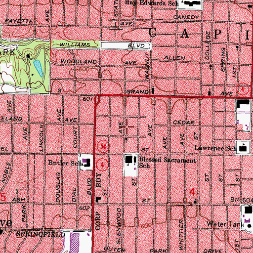 Topographic Map of Springfield Fire Department Station 7, IL