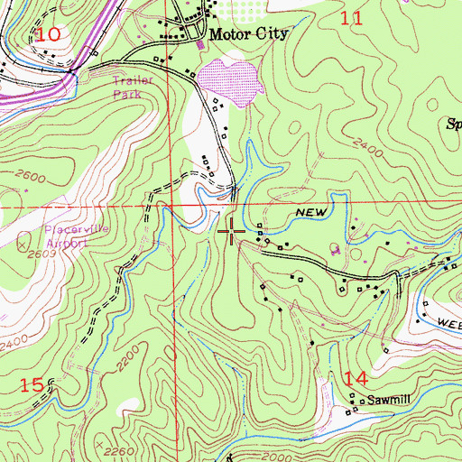 Topographic Map of New Weber Ditch, CA