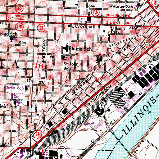Topographic Map of Peoria Fire Department Station 4, IL