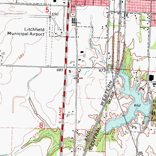 Topographic Map of Litchfield Fire Department Station 2, IL