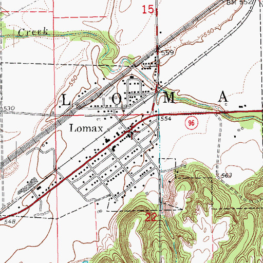Topographic Map of Dallas City Rural Fire Protection District Lomax Station, IL