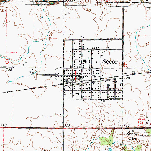 Topographic Map of Secor Community Fire Protection District, IL