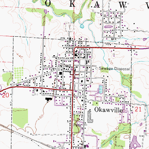 Topographic Map of Okawville Fire Protection District, IL