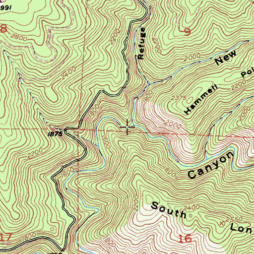 Topographic Map of New York Canyon, CA