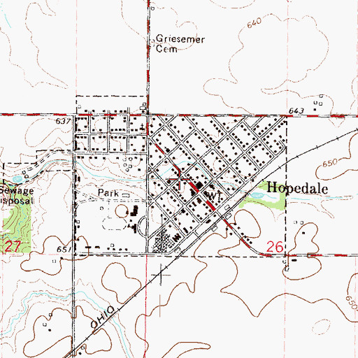 Topographic Map of Hopedale Fire Protection District, IL