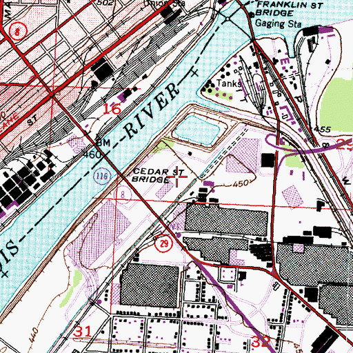 Topographic Map of Caterpillar Tractor Company Y 131 Fire Station, IL