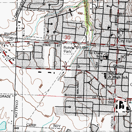 Topographic Map of O'Fallon Fire Department Engine House 2, IL