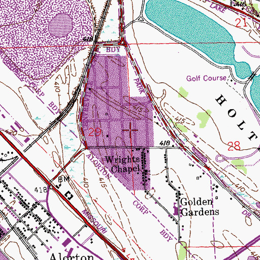 Topographic Map of Golden Garden Volunteer Fire Department, IL