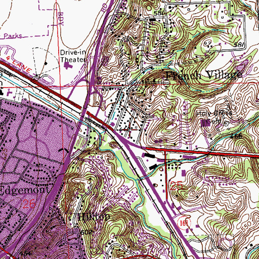 Topographic Map of French Village Volunteer Fire Protection District Station 1 Headquarters, IL