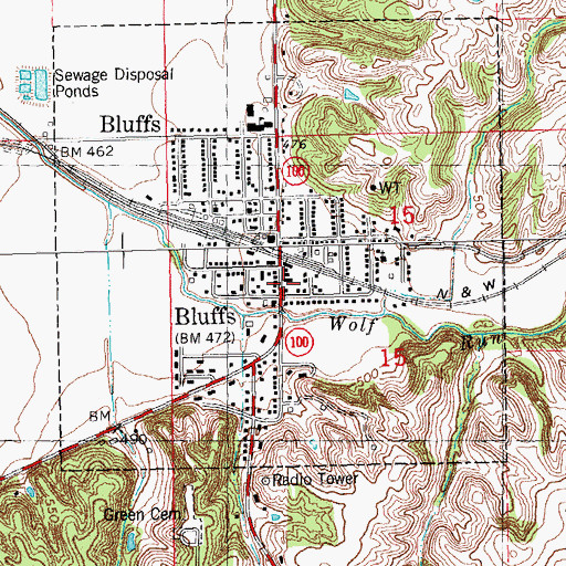 Topographic Map of North Scott Fire Protection District, IL