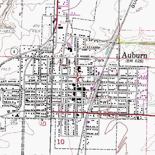 Topographic Map of Auburn Fire Protection District Engine House 1, IL