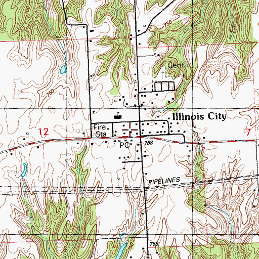 Topographic Map of Illinois City Community Fire Protection District, IL