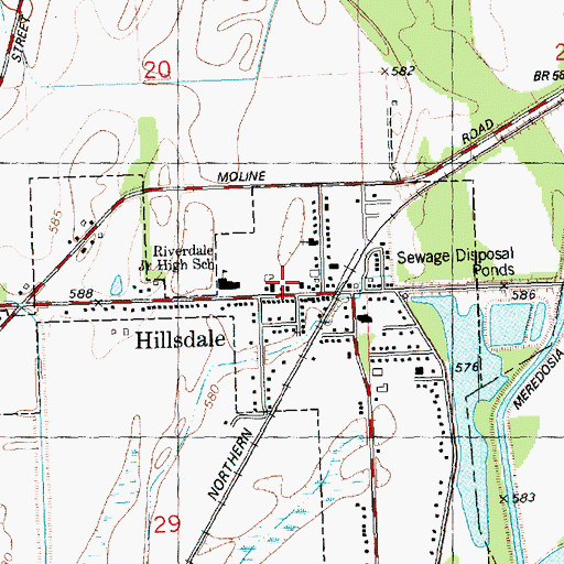 Topographic Map of Hillsdale Fire Protection District, IL