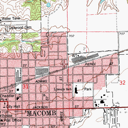 Topographic Map of Macomb Fire Department Station 2, IL