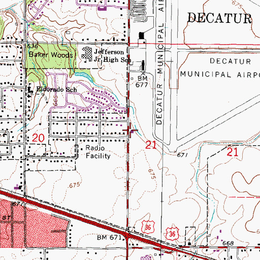 Topographic Map of Decatur Fire Department Station 7, IL