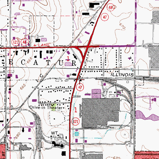 Topographic Map of Decatur Fire Department Station 4, IL