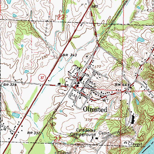 Topographic Map of Olmsted Volunteer Fire Department, IL