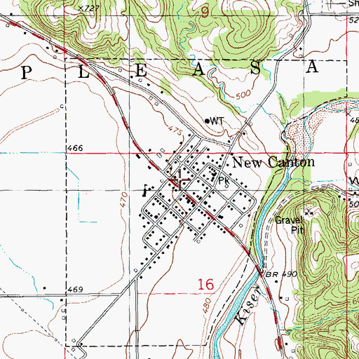 Topographic Map of New Canton Fire Protection District, IL