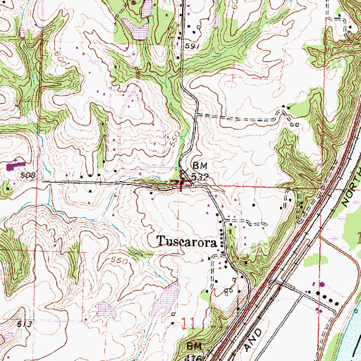 Topographic Map of Tuscarora Fire Department, IL