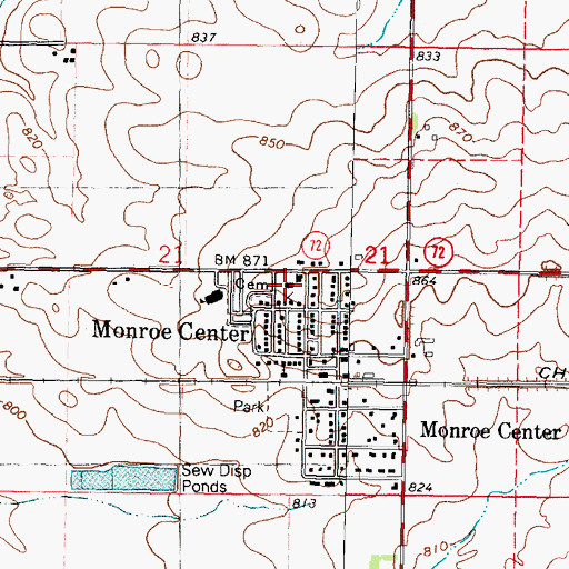 Topographic Map of Monroe Township Fire Protection District, IL