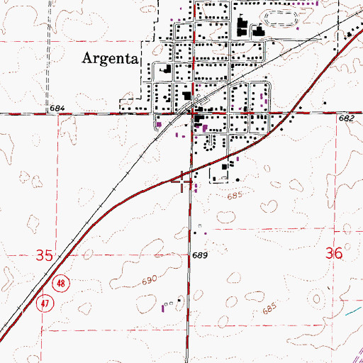 Topographic Map of Argenta - Oreana Fire Protection District Station 2, IL