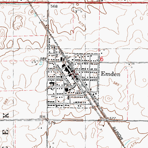 Topographic Map of Emden Fire Protection District, IL