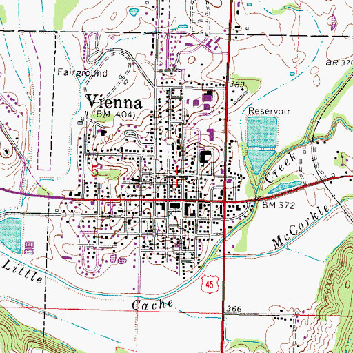 Topographic Map of Vienna Volunteer Fire Department, IL
