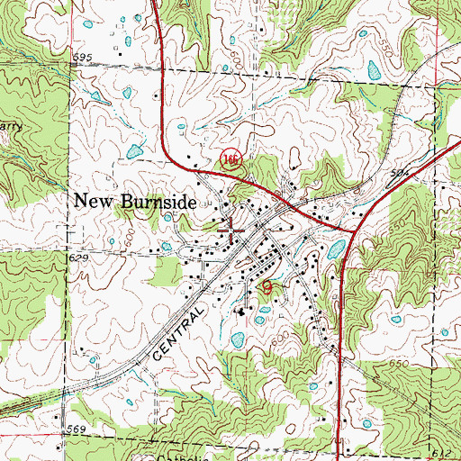 Topographic Map of New Burnside Fire Protection District, IL