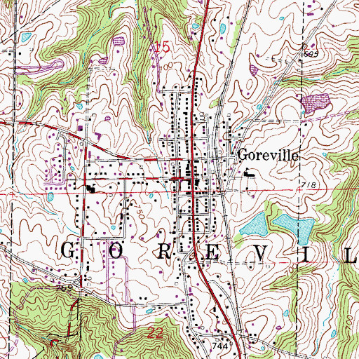 Topographic Map of Goreville Volunteer Fire Department, IL