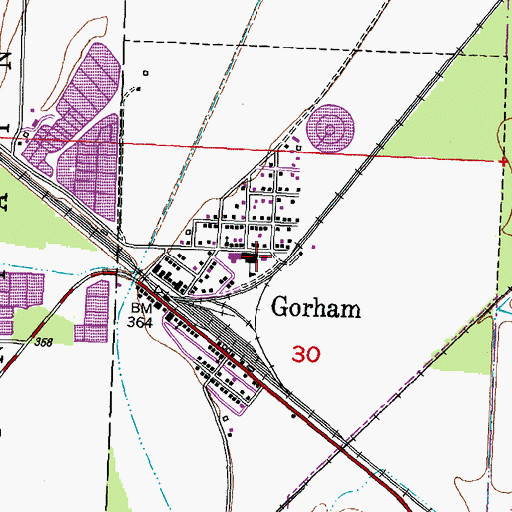 Topographic Map of Gorham Fire Department, IL