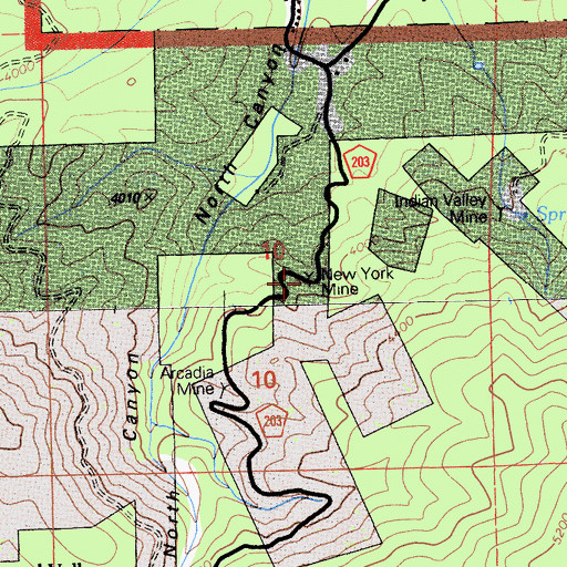 Topographic Map of New York Mine, CA