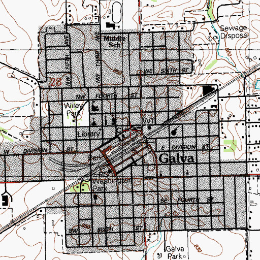 Topographic Map of Galva Fire Department, IL