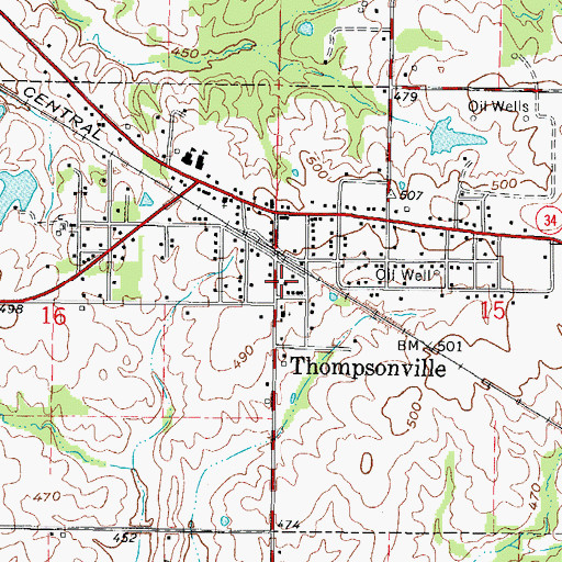 Topographic Map of Cave Eastern Fire Protection District Station 1, IL