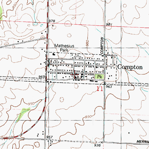 Topographic Map of Compton Fire Department, IL