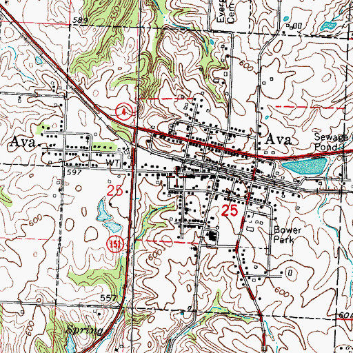 Topographic Map of Ava Volunteer Fire Department, IL