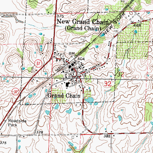 Topographic Map of Grand Chain Volunteer Fire Department, IL