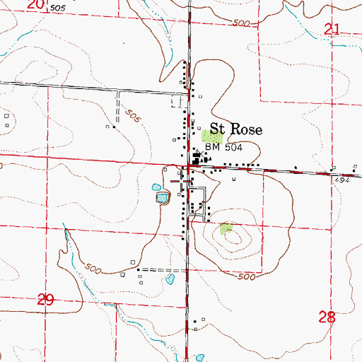 Topographic Map of Saint Rose Volunteer Fire Department, IL