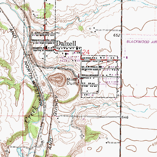 Topographic Map of Dalzell Fire Protection District, IL