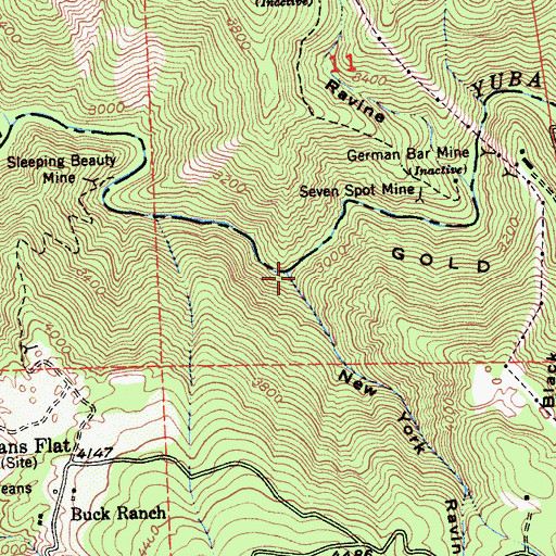 Topographic Map of New York Ravine, CA
