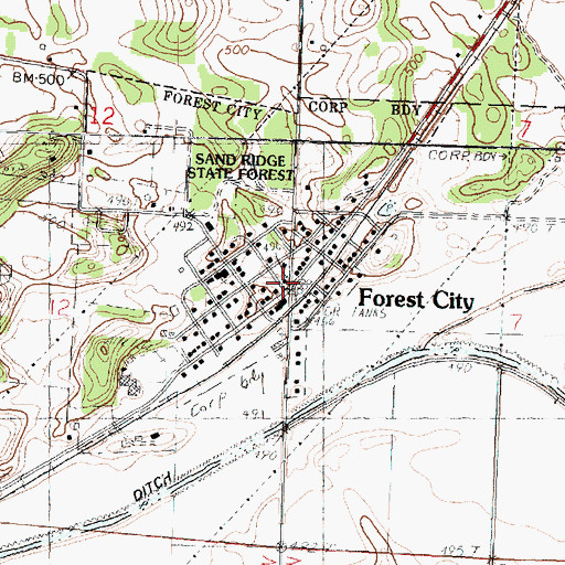 Topographic Map of Forman Fire Protection District Station 2 Forest City, IL