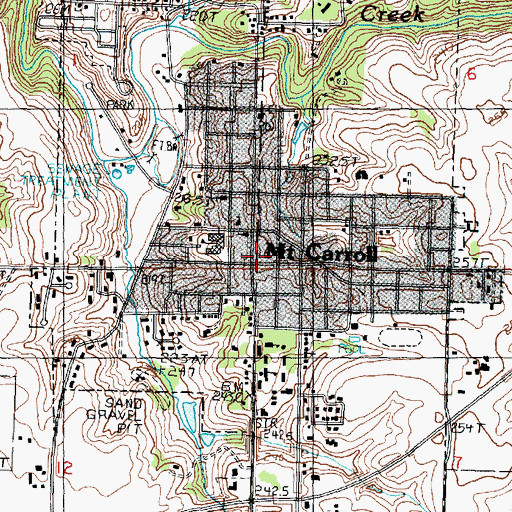 Topographic Map of Mount Carroll Fire Protection District, IL