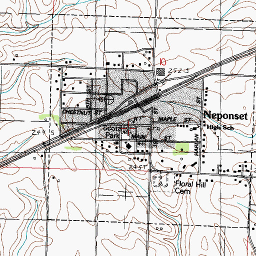 Topographic Map of Neponset Fire Protection District, IL