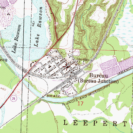 Topographic Map of Bureau Fire Protection District, IL