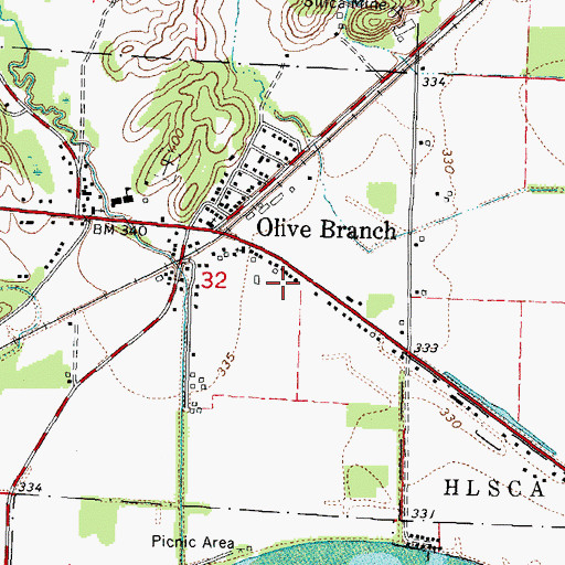 Topographic Map of Horseshoe Lake Fire Department, IL