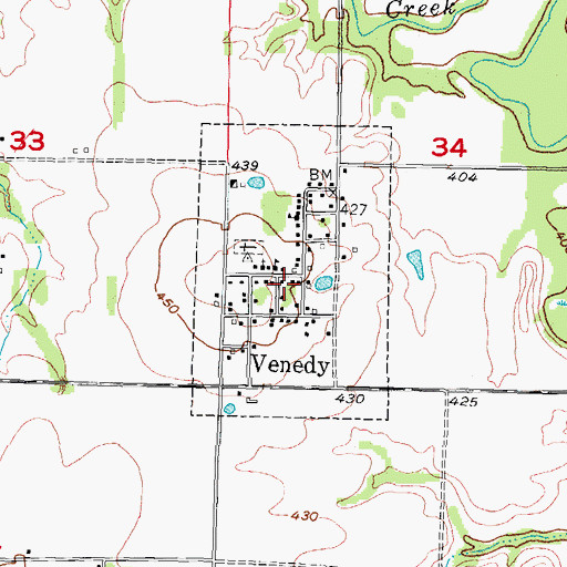 Topographic Map of Okawville Fire Protection District Venedy Station, IL